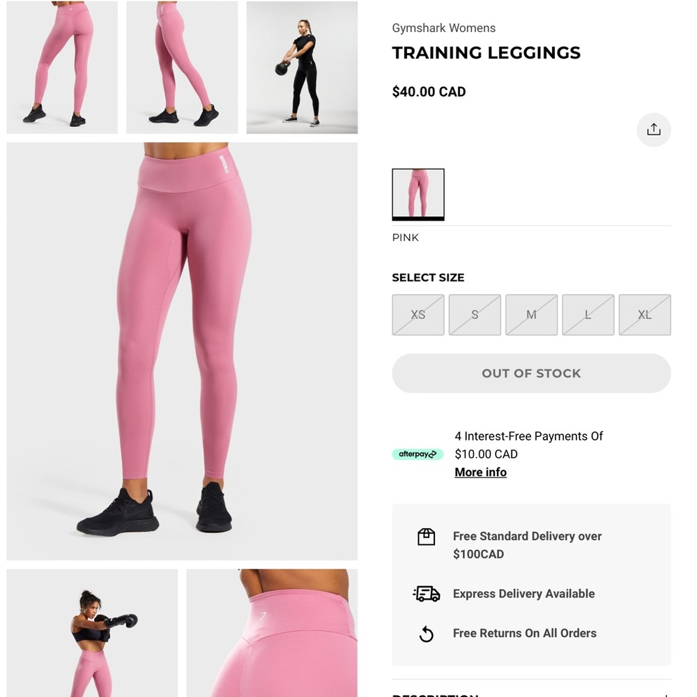 Gymshark pink Training leggings size large